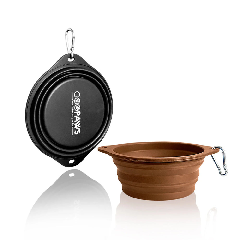 GOOPAWS Silicone Non-Skid Travel Cat & Dog Bowl, 2 count