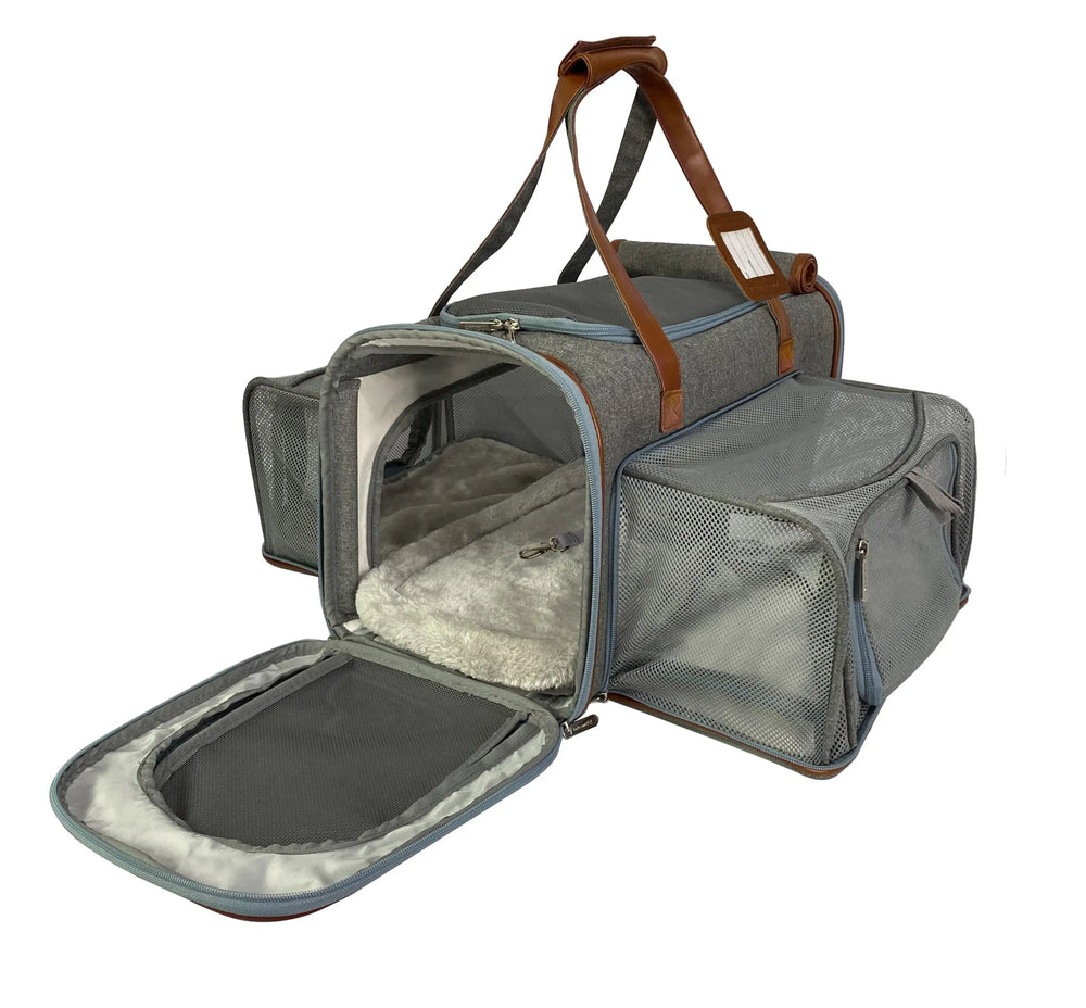 Mr. Peanut's Gold Series Big Apple dog carrier, platinum gray