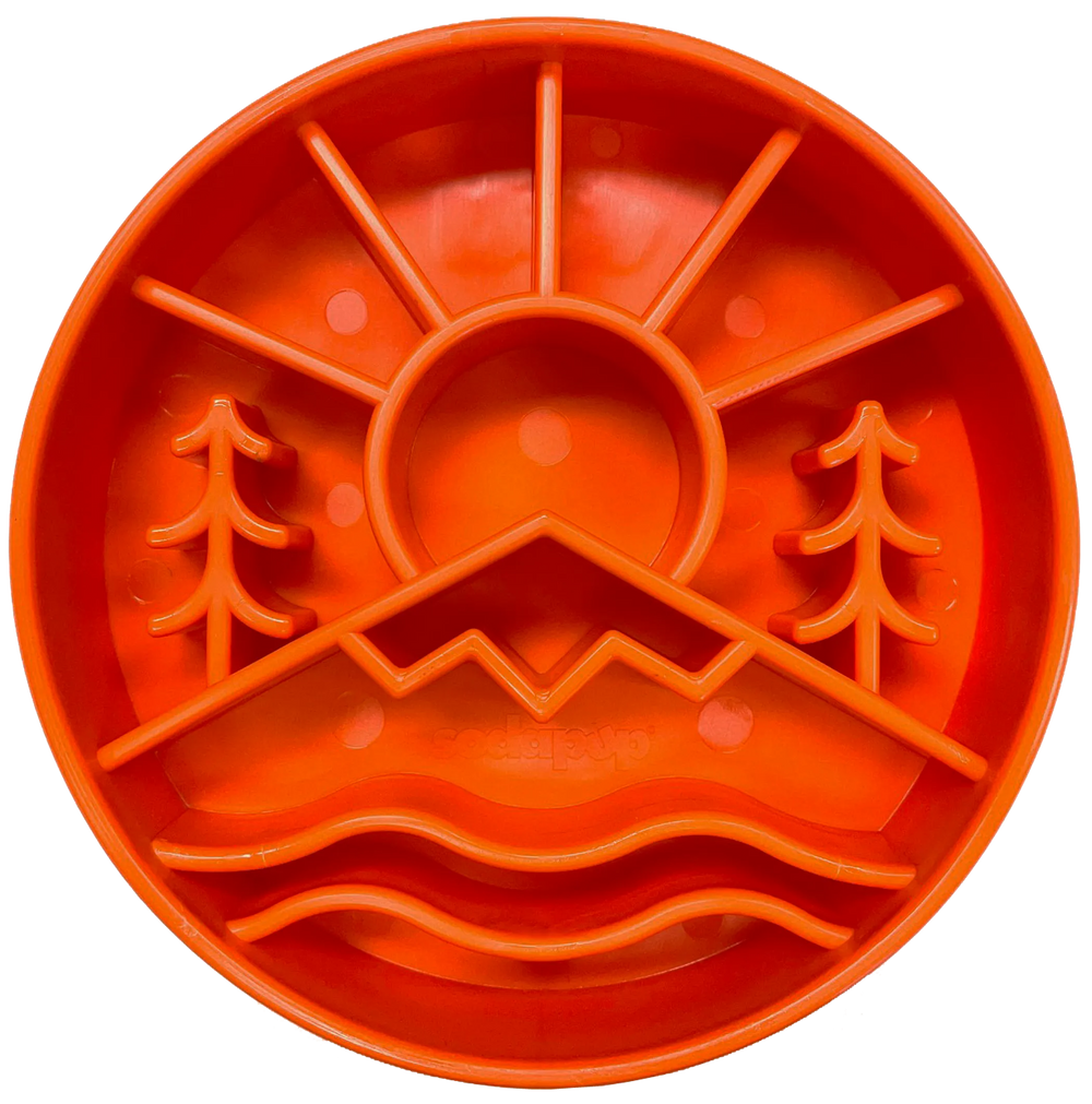 SodaPup Great Outdoors slow feeder dog bowl, orange