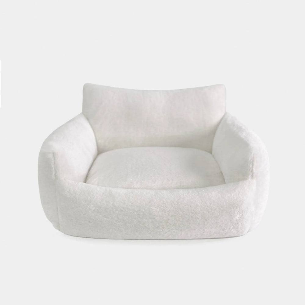 Hello Doggie Baby Dog Sofa bed in natural plush with a loose pillow