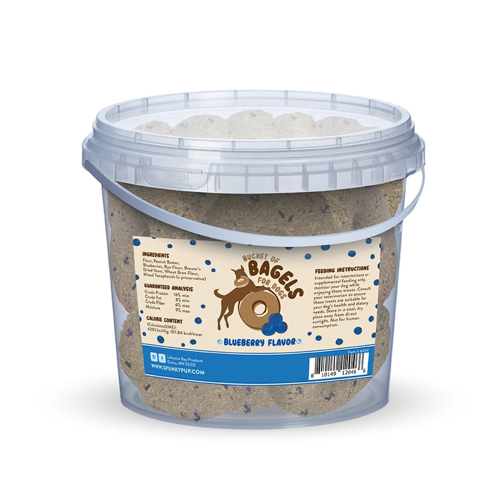 Spunky Pup Bucket of Bagels Dog Treats, Blueberry, 3 lb