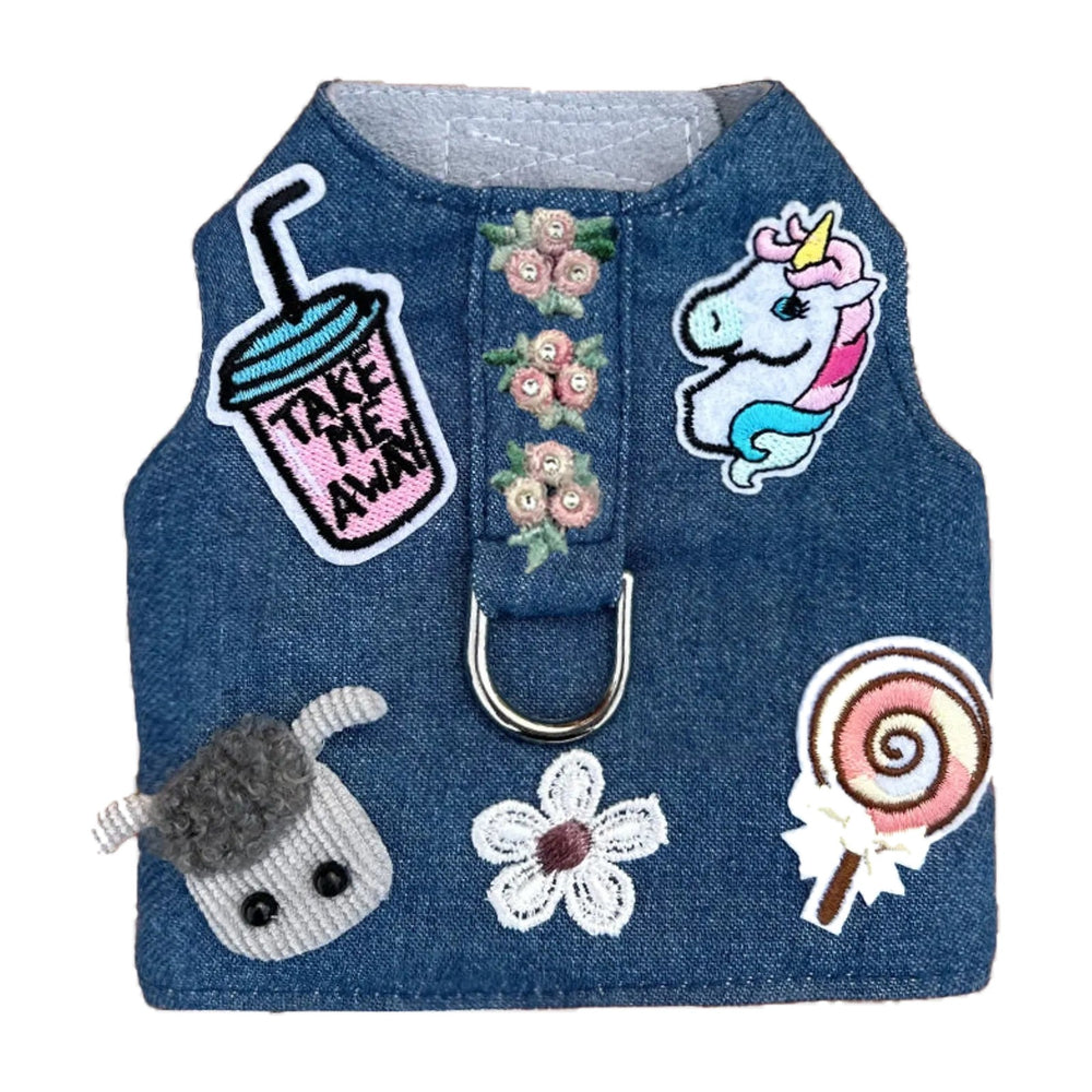 Hello Doggie Cool Pup Denim Dog Harness, XS