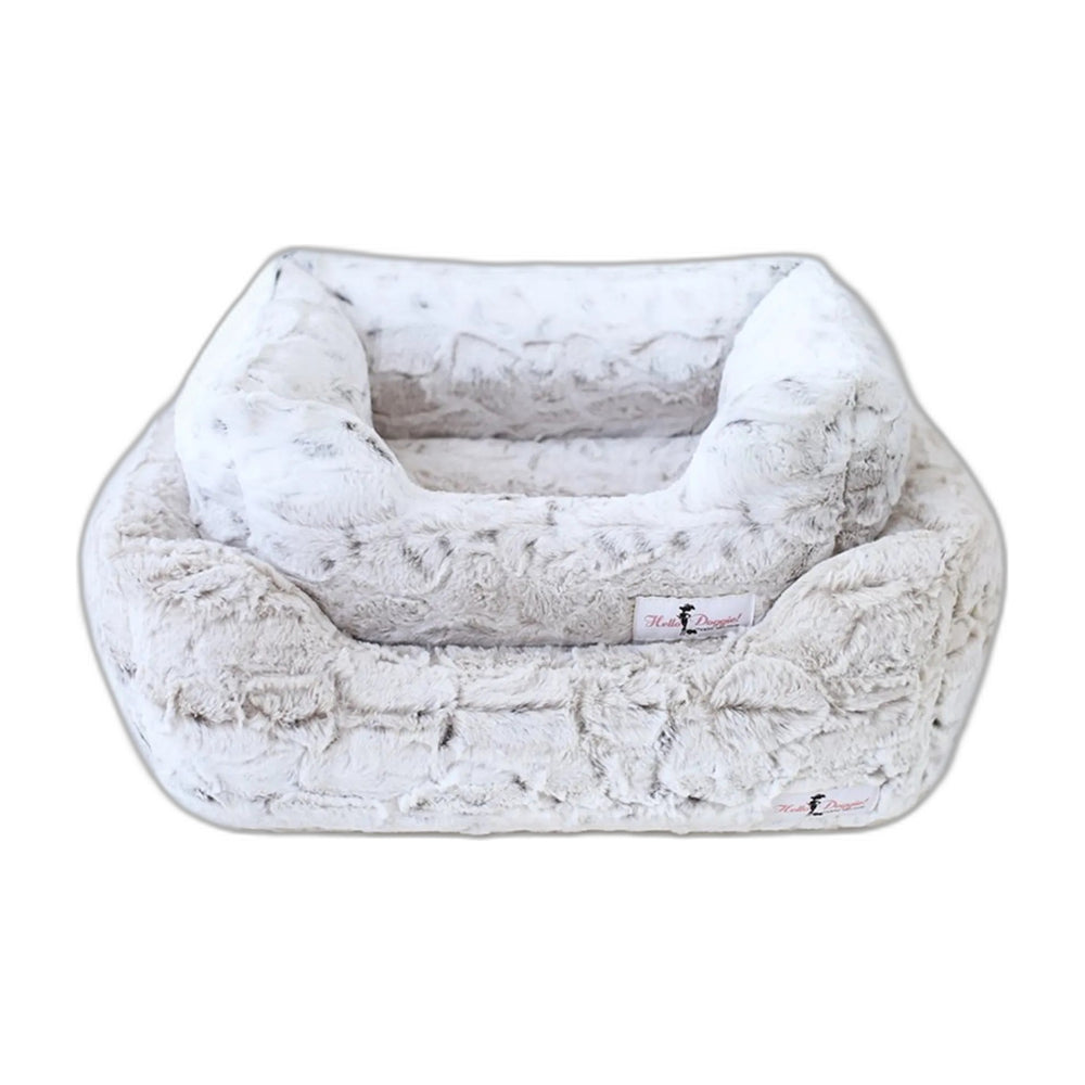Hello Doggie Deluxe Dog Bed, Pearl Leopard, Small, shown on a white background