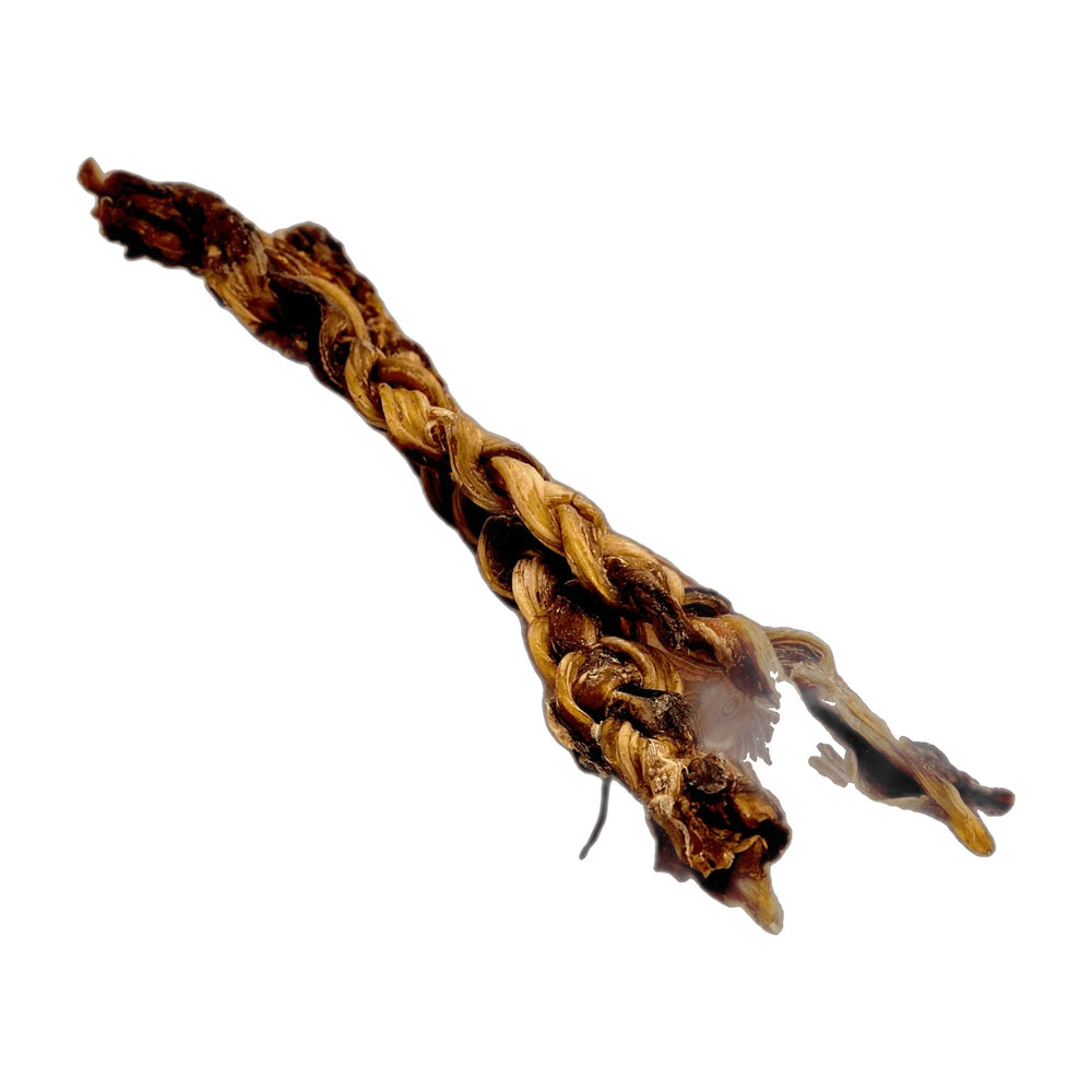 Savannah Ostrich Tendon Twister Dog Chews, 8-Pack, shown on a white background