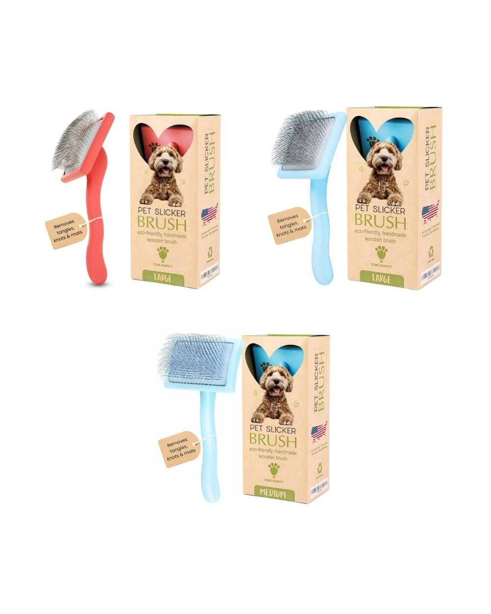 Sakabase Slicker Brush Trio for dogs
