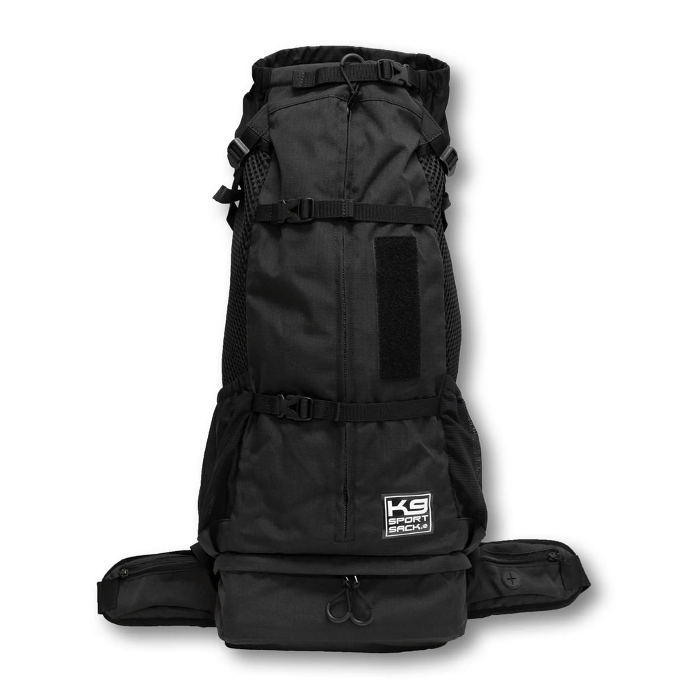 K9 Sport Sack Knavigate dog carrier backpack in midnight black, front view