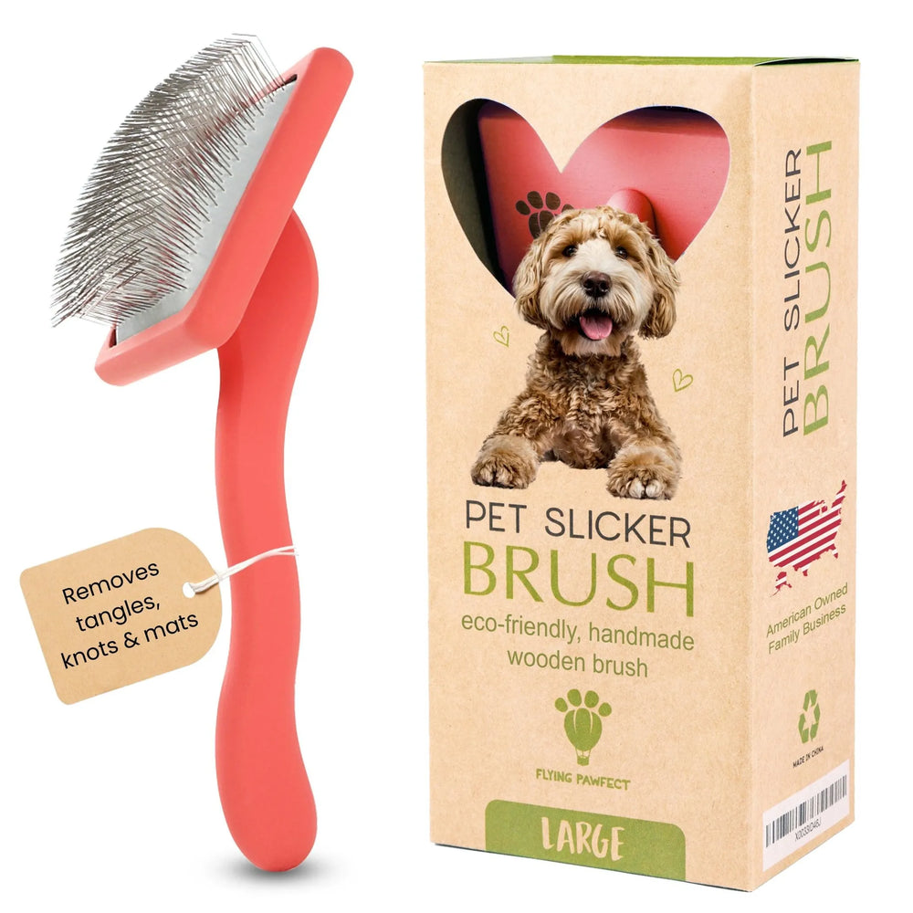 Long-Pin Slicker Dog Brush, Coral, Detangles Mats and Loose Fur