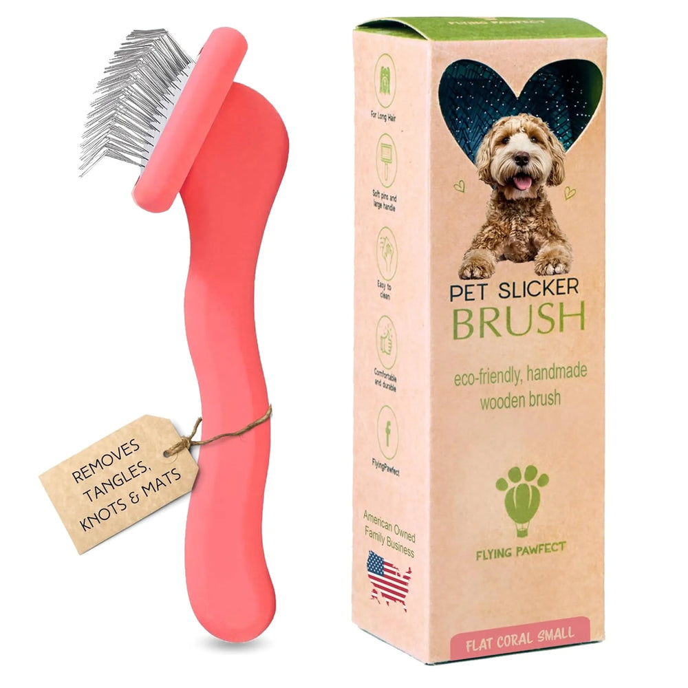 Slicker Dog Brush for Small Breeds, Coral, Gentle on Sensitive Skin